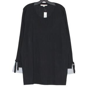 NWT Loft Sweater Dark Academia Minimalist Workwear Preppy Office Black 20/22